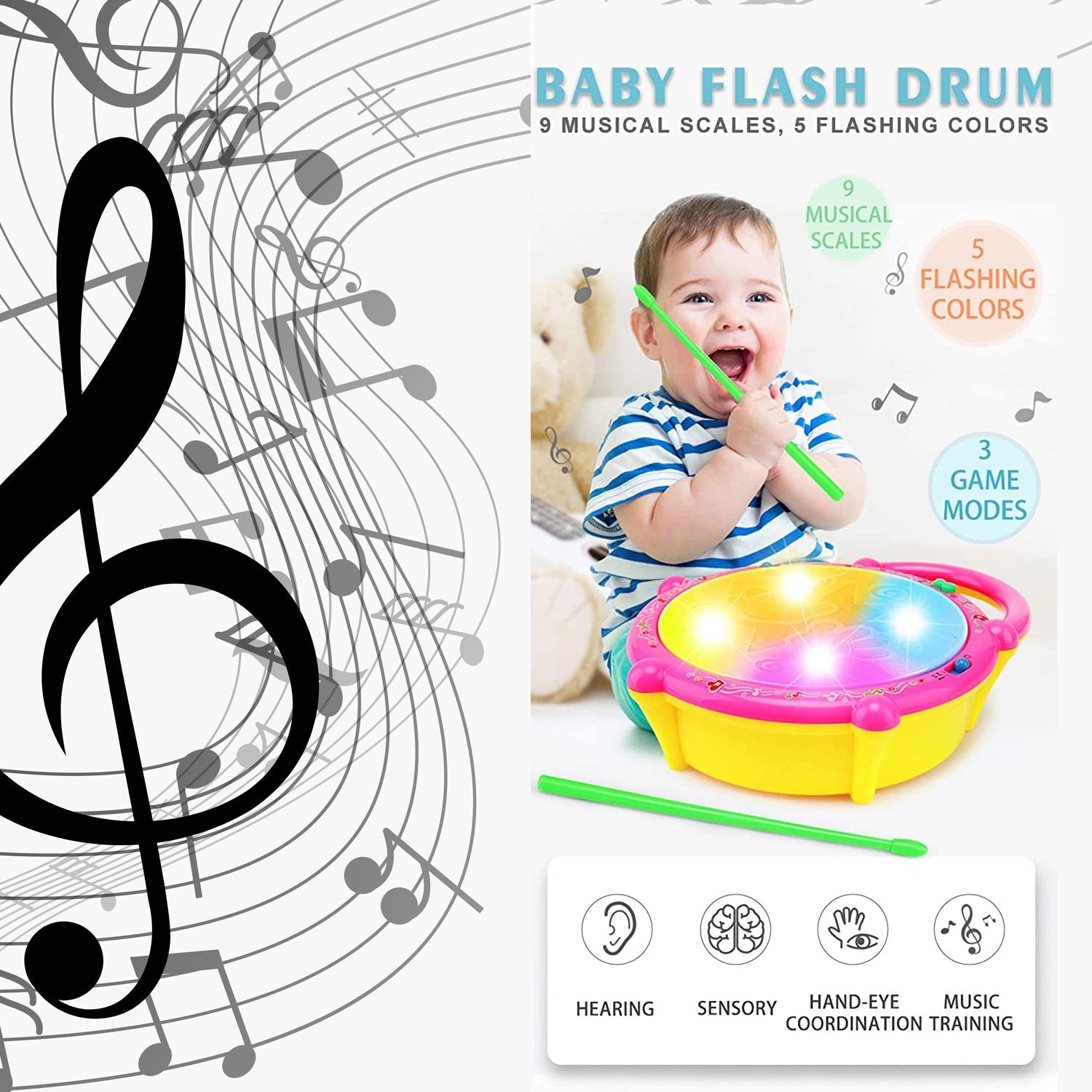 4461 Flash Drum Toys for Kids with Light & Musical Sound Colorful Plastic Baby Drum Musical Toys for Children Baby Toy Instrument Best Gift for Boys & Girls. DeoDap 4461 Flash Drum Toys for Kids with Light & Musical Sound Colorful Plastic Baby Drum Musical Toys for Children Baby Toy Instrument Best Gift for Boys & Girls. DeoDap